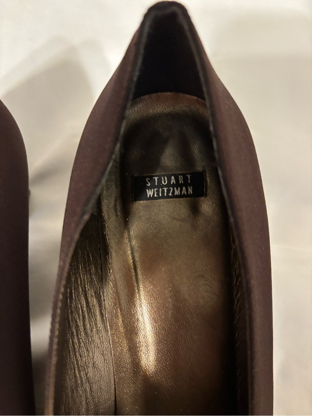 Stuart Weitzman Brown Square Toe Kitten Heel Pumps Patent Bow Women’s 11B - Picture 2 of 7